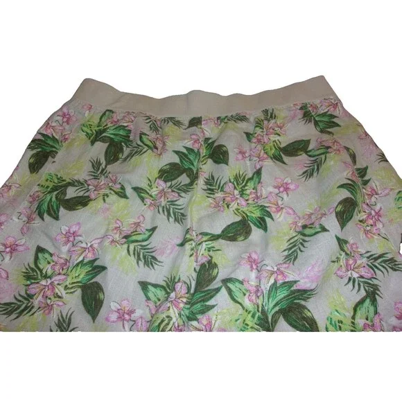J. Jill Linen Cropped Pants in Sz. M Floral Design Wide Leg High Rise 11" - Picture 4 of 5